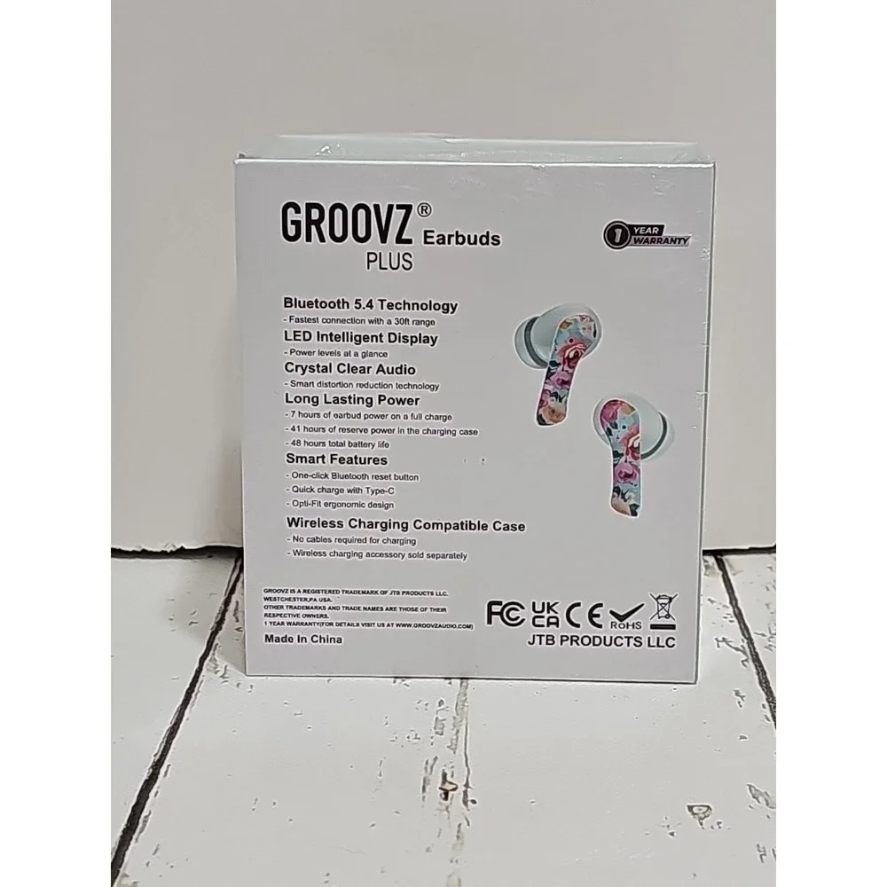Groovz Plus True Wireless Earbuds with Charging Case - Floral Colors